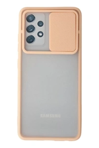 Samsung Galaxy A72 Kılıf Palm Buzlu Kamera Sürgülü Silikon - Pembe