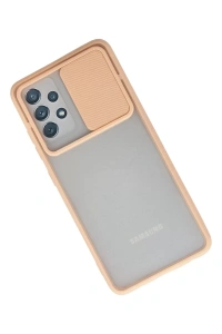 Samsung Galaxy A72 Kılıf Palm Buzlu Kamera Sürgülü Silikon - Pembe