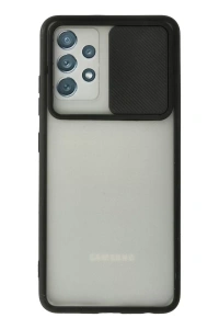 Samsung Galaxy A72 Kılıf Palm Buzlu Kamera Sürgülü Silikon - Siyah