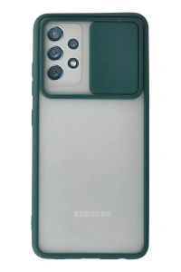 Samsung Galaxy A72 Kılıf Palm Buzlu Kamera Sürgülü Silikon - Yeşil