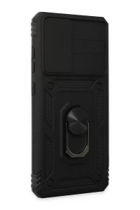 Samsung Galaxy A72 Kılıf Pars Lens Yüzüklü Silikon - Siyah