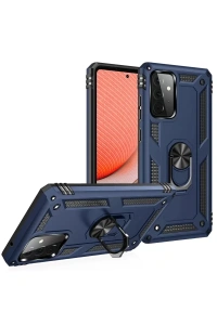 Samsung Galaxy A72 Kılıf Sofya Yüzüklü Silikon Kapak - Lacivert