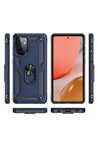 Samsung Galaxy A72 Kılıf Sofya Yüzüklü Silikon Kapak - Lacivert