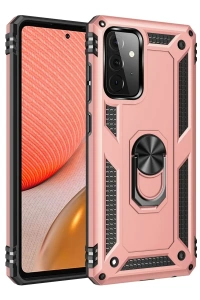 Samsung Galaxy A72 Kılıf Sofya Yüzüklü Silikon Kapak - Rose