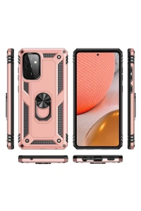 Samsung Galaxy A72 Kılıf Sofya Yüzüklü Silikon Kapak - Rose