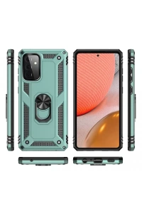 Samsung Galaxy A72 Kılıf Sofya Yüzüklü Silikon Kapak - Yeşil