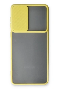 Samsung Galaxy A73 5G Kılıf Palm Buzlu Kamera Sürgülü Silikon - Sarı