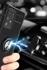 Samsung Galaxy A91 / S10 Lite Kılıf Range Yüzüklü Silikon - Kırmızı
