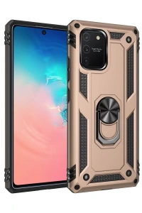 Samsung Galaxy A91 / S10 Lite Kılıf Sofya Yüzüklü Silikon Kapak - Gold