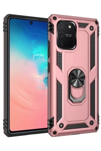 Samsung Galaxy A91 / S10 Lite Kılıf Sofya Yüzüklü Silikon Kapak - Rose