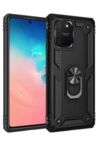 Samsung Galaxy A91 / S10 Lite Kılıf Sofya Yüzüklü Silikon Kapak - Siyah