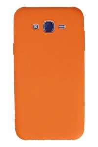 Samsung Galaxy J7 Kılıf Nano içi Kadife Silikon - Turuncu