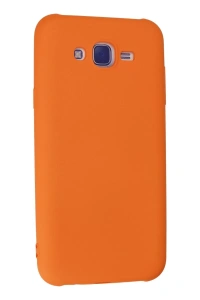Samsung Galaxy J7 Kılıf Nano içi Kadife Silikon - Turuncu