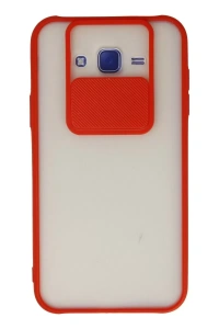 Samsung Galaxy J7 Kılıf Palm Buzlu Kamera Sürgülü Silikon - Kırmızı