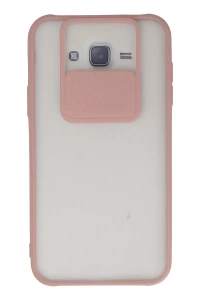 Samsung Galaxy J7 Kılıf Palm Buzlu Kamera Sürgülü Silikon - Pembe