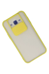 Samsung Galaxy J7 Kılıf Palm Buzlu Kamera Sürgülü Silikon - Sarı