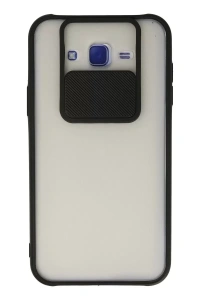 Samsung Galaxy J7 Kılıf Palm Buzlu Kamera Sürgülü Silikon - Siyah