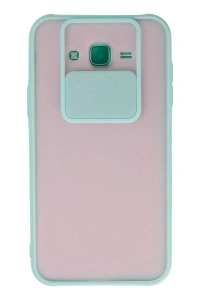 Samsung Galaxy J7 Kılıf Palm Buzlu Kamera Sürgülü Silikon - Turkuaz