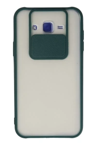 Samsung Galaxy J7 Kılıf Palm Buzlu Kamera Sürgülü Silikon - Yeşil