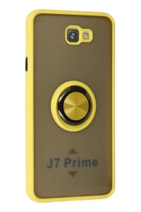 Samsung Galaxy J7 Prime Kılıf Montreal Yüzüklü Silikon Kapak - Sarı