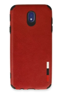 Samsung Galaxy J7 Pro / J730 Kılıf Loop Deri Silikon - Kırmızı
