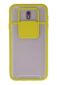 Samsung Galaxy J7 Pro / J730 Kılıf Palm Buzlu Kamera Sürgülü Silikon - Sarı