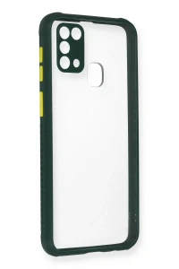 Samsung Galaxy M31 Kılıf Miami Şeffaf Silikon - Koyu Yeşil
