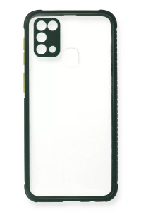 Samsung Galaxy M31 Kılıf Miami Şeffaf Silikon - Koyu Yeşil