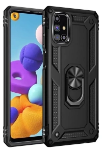 Samsung Galaxy M31S Kılıf Sofya Yüzüklü Silikon Kapak - Siyah