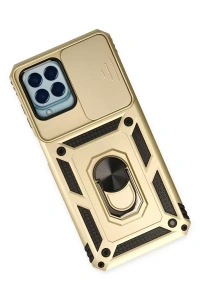 Samsung Galaxy M33 Kılıf Pars Lens Yüzüklü Silikon - Gold