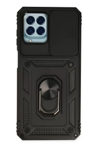 Samsung Galaxy M33 Kılıf Pars Lens Yüzüklü Silikon - Siyah