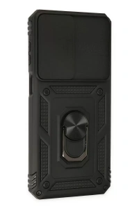 Samsung Galaxy M33 Kılıf Pars Lens Yüzüklü Silikon - Siyah
