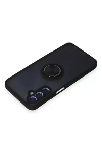 Samsung Galaxy M34 5G Kılıf Montreal Yüzüklü Silikon Kapak - Siyah