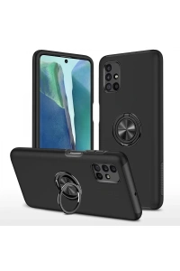 Samsung Galaxy M51 Kılıf Elit Yüzüklü Kapak - Siyah