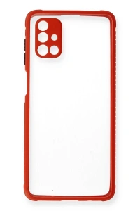 Samsung Galaxy M51 Kılıf Miami Şeffaf Silikon - Kırmızı