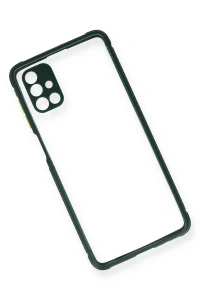 Samsung Galaxy M51 Kılıf Miami Şeffaf Silikon - Koyu Yeşil