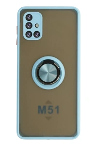 Samsung Galaxy M51 Kılıf Montreal Yüzüklü Silikon Kapak - Buz Mavi