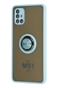 Samsung Galaxy M51 Kılıf Montreal Yüzüklü Silikon Kapak - Buz Mavi