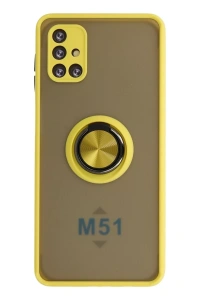Samsung Galaxy M51 Kılıf Montreal Yüzüklü Silikon Kapak - Sarı