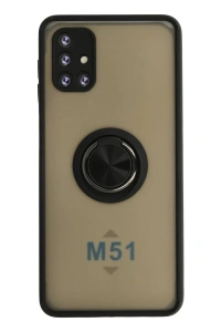 Samsung Galaxy M51 Kılıf Montreal Yüzüklü Silikon Kapak - Siyah