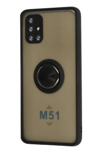 Samsung Galaxy M51 Kılıf Montreal Yüzüklü Silikon Kapak - Siyah