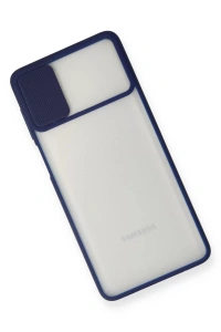 Samsung Galaxy M51 Kılıf Palm Buzlu Kamera Sürgülü Silikon - Lacivert