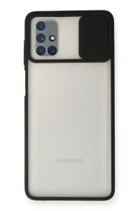 Samsung Galaxy M51 Kılıf Palm Buzlu Kamera Sürgülü Silikon - Siyah