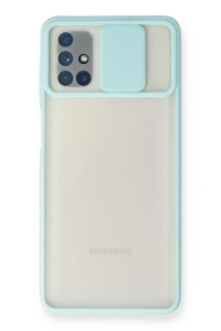 Samsung Galaxy M51 Kılıf Palm Buzlu Kamera Sürgülü Silikon - Turkuaz