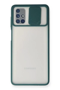 Samsung Galaxy M51 Kılıf Palm Buzlu Kamera Sürgülü Silikon - Yeşil