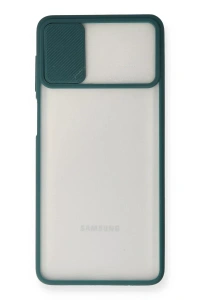 Samsung Galaxy M51 Kılıf Palm Buzlu Kamera Sürgülü Silikon - Yeşil