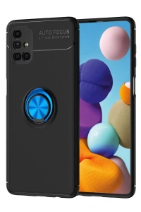 Samsung Galaxy M51 Kılıf Range Yüzüklü Silikon - Siyah-Mavi