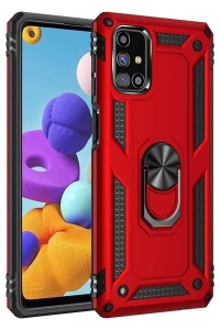 Samsung Galaxy M51 Kılıf Sofya Yüzüklü Silikon Kapak - Kırmızı