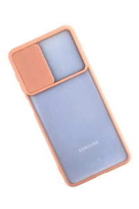 Samsung Galaxy M52 5G Kılıf Palm Buzlu Kamera Sürgülü Silikon - Pembe