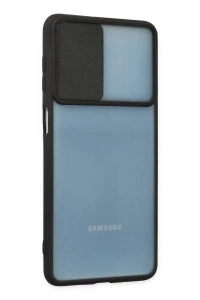 Samsung Galaxy M52 5G Kılıf Palm Buzlu Kamera Sürgülü Silikon - Siyah